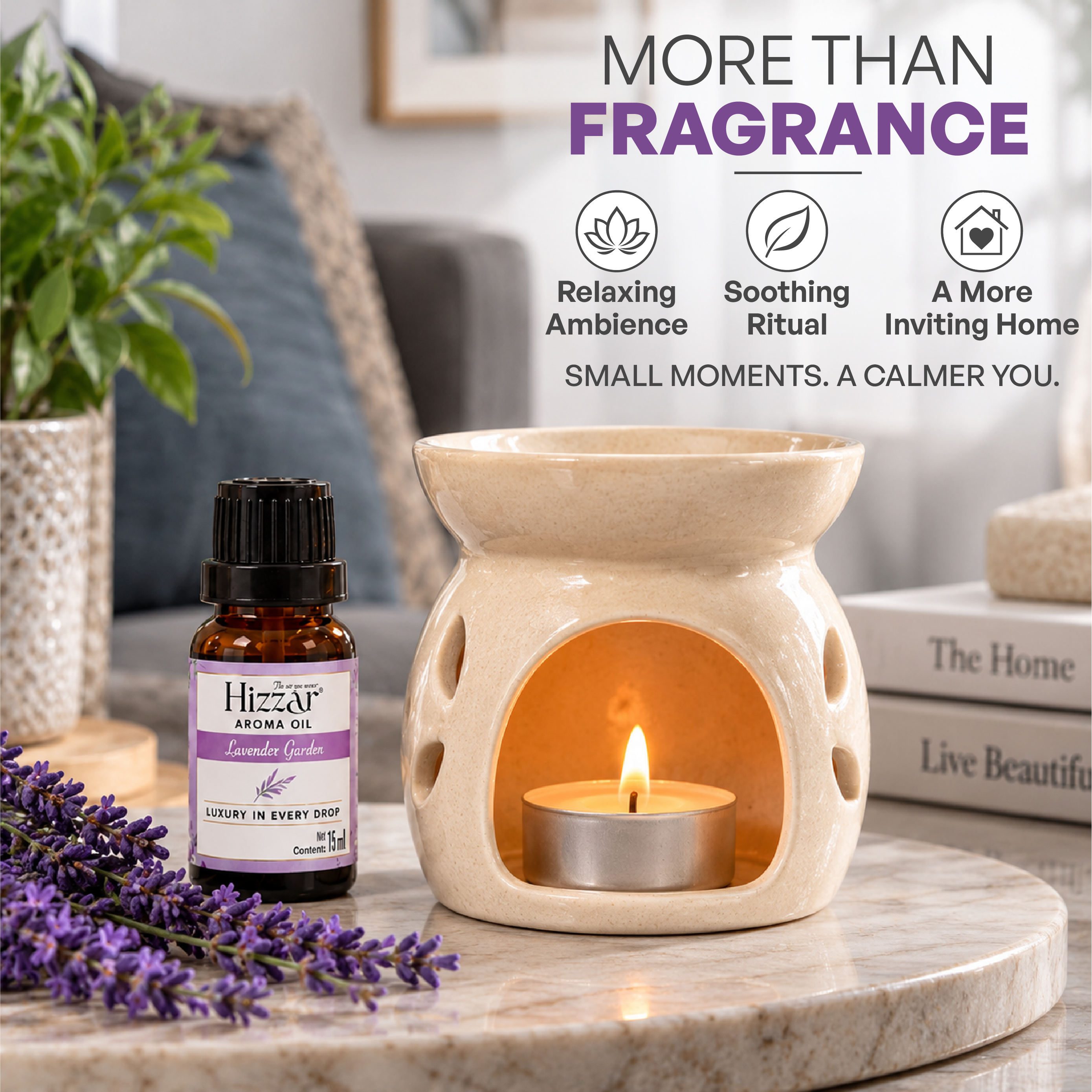 Ceramic Oil Diffuser Gift Set – Lavender Garden