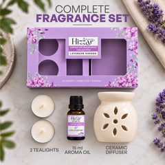 Ceramic Oil Diffuser Gift Set – Lavender Garden