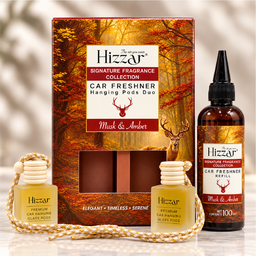 Car Freshener | Hanging Pods Duo + 100 ml Refill – Musk & Amber
