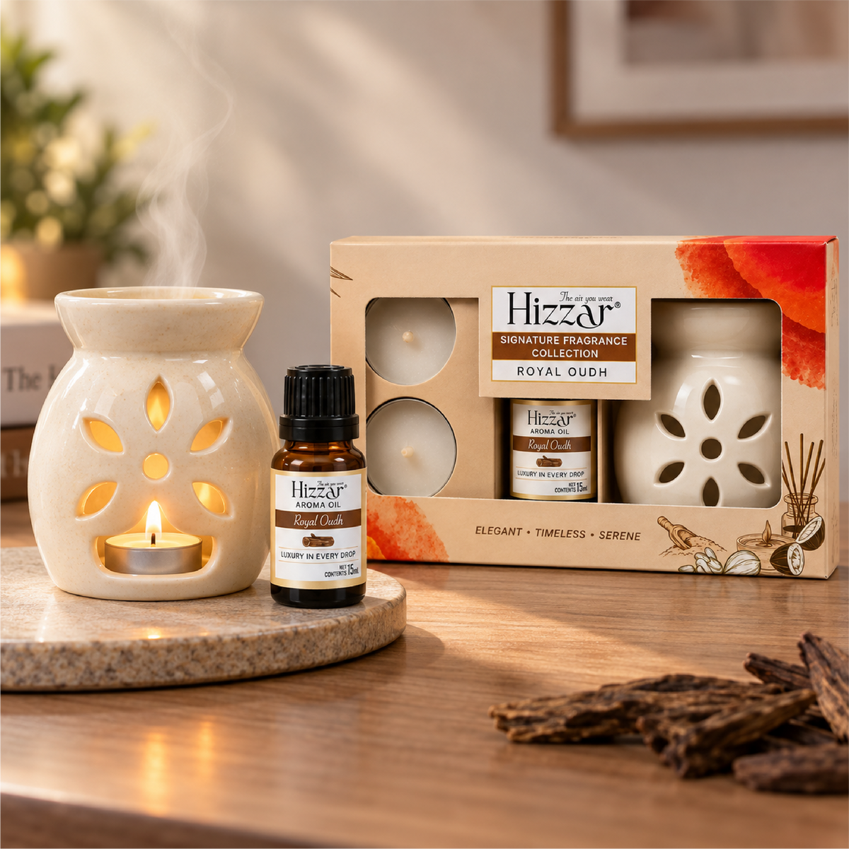 Ceramic Oil Diffuser Gift Set – Royal Oudh