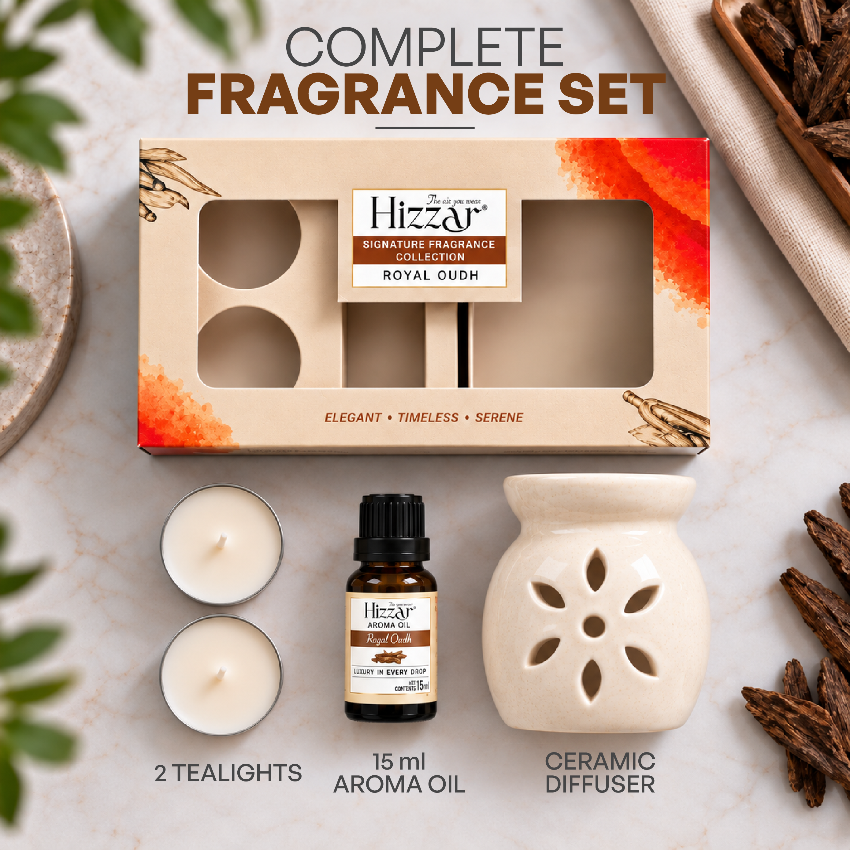 Ceramic Oil Diffuser Gift Set – Royal Oudh