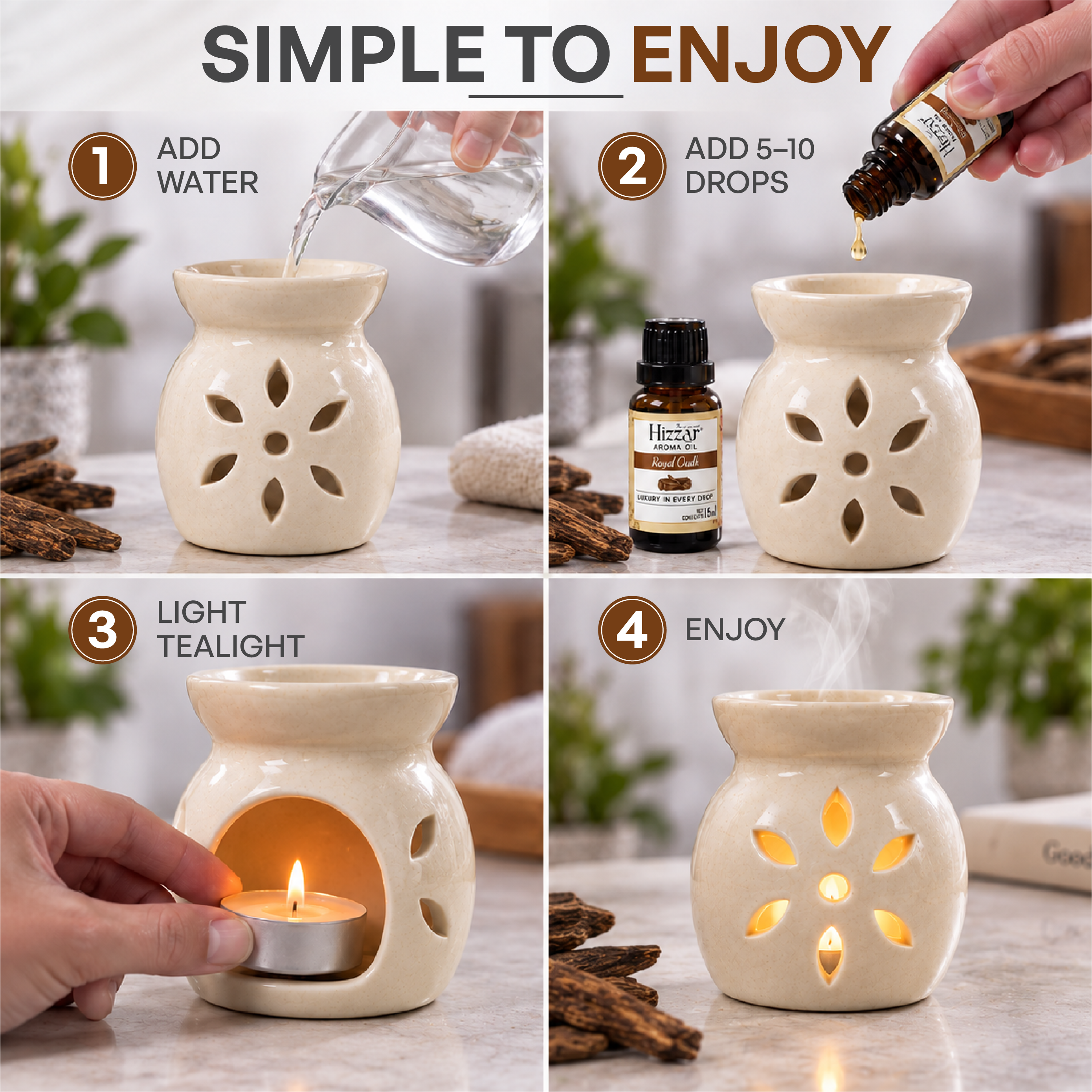 Ceramic Oil Diffuser Gift Set – Royal Oudh