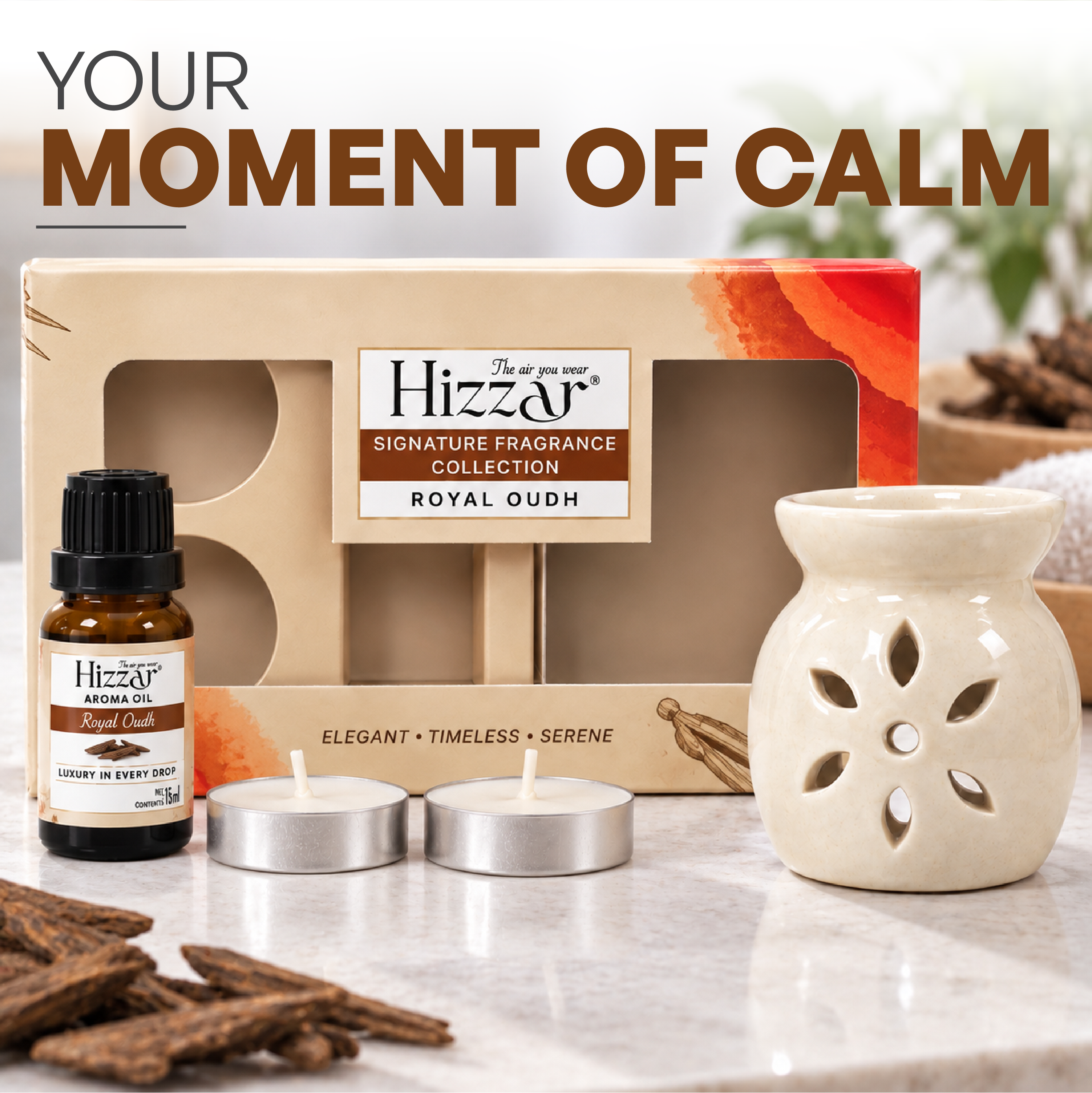 Ceramic Oil Diffuser Gift Set – Royal Oudh